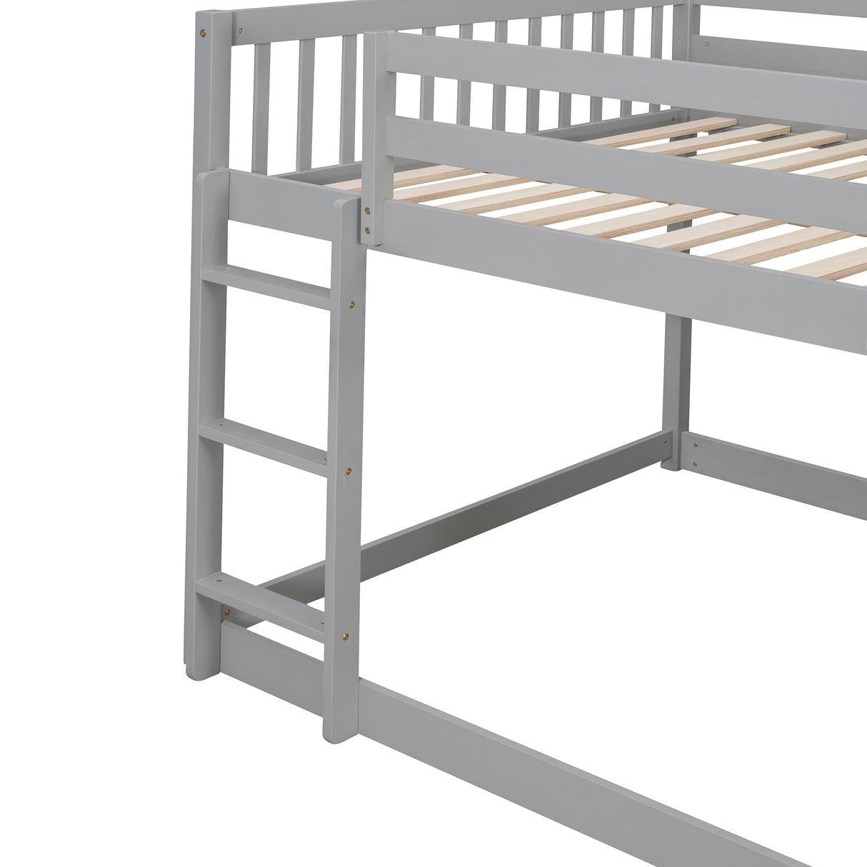 Full over Full Bunk Bed with 4 Drawers and 3 Shelves-Gray - Home Elegance USA