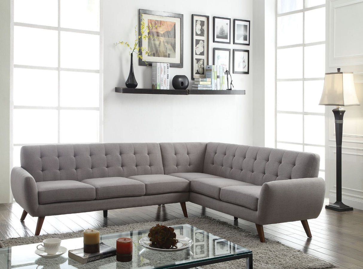 Essick - Sectional Sofa - Light Gray Linen - Home Elegance USA