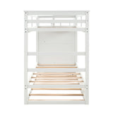 Solid Wood Bunk Bed, Hardwood Twin Over Twin Bunk Bed with Trundle and Staircase, Natural White Finish(OLD SKU :LP000068AAP) - Home Elegance USA