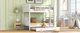 Twin-Over-Twin Bunk Bed with Twin size Trundle , Separable Bunk Bed for Bedroom - White - Home Elegance USA