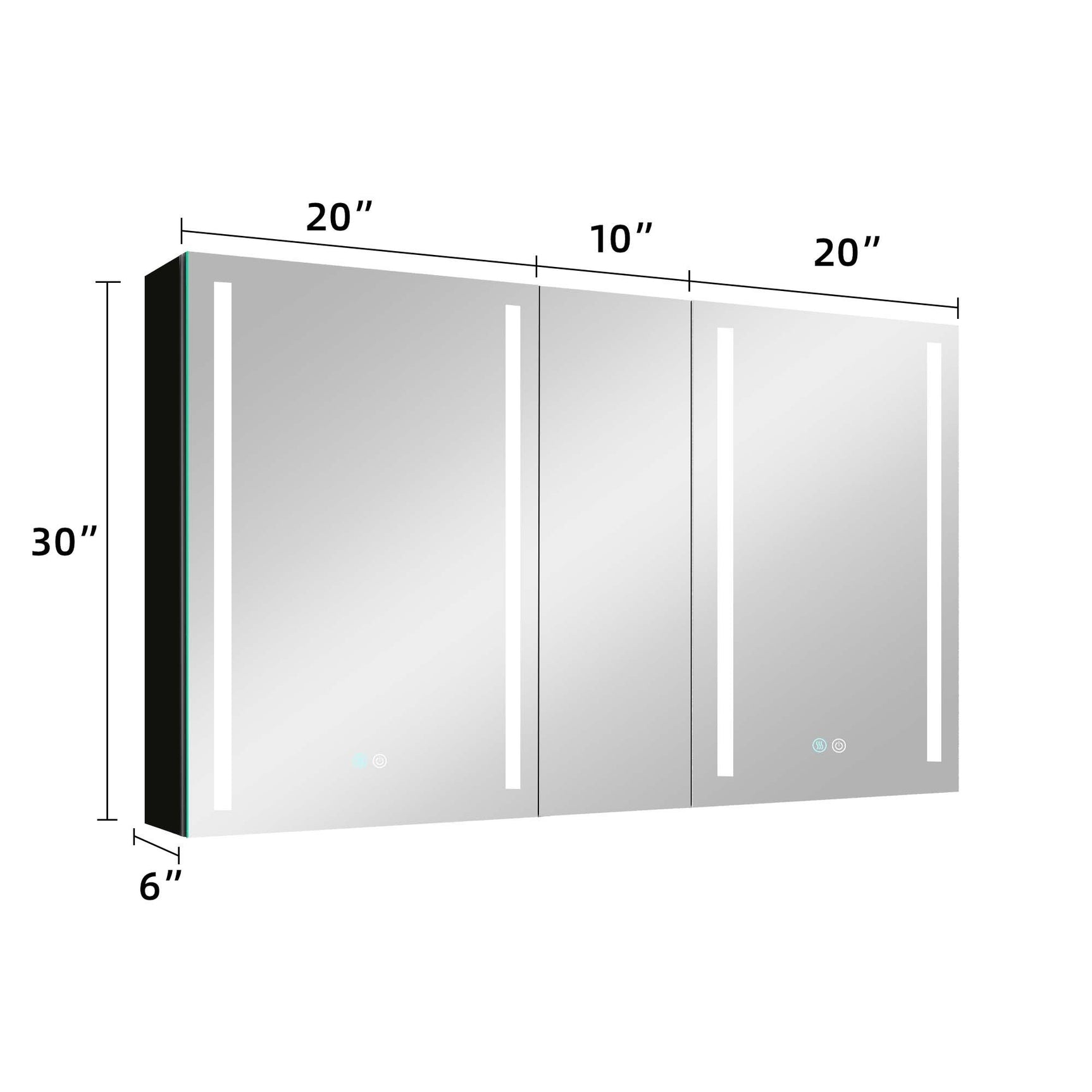 50x30 Inch LED Bathroom Medicine Cabinet Surface Mount Double Door Lighted Medicine Cabinet, Medicine Cabinets for Bathroom with Mirror Defogging, Dimmer Black - W995S00042 - image - 10