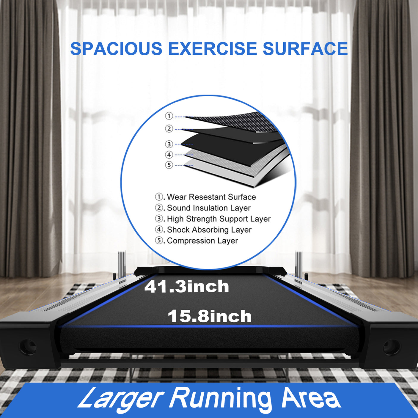 FYC 2 in 1 Under Desk Treadmill - 2.5 HP Folding Treadmill for Home, Installation-Free Foldable Treadmill Compact Electric Running Machine, Remote Control & LED Display Walking Running Jogging, Blue