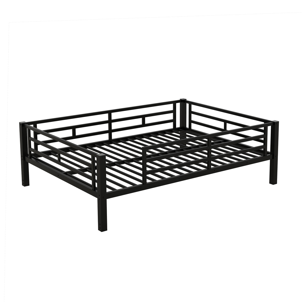 Metal Full Size Convertible Bunk Bed with 2 Drawers, Black(Expected Arrival Time: 9.18)