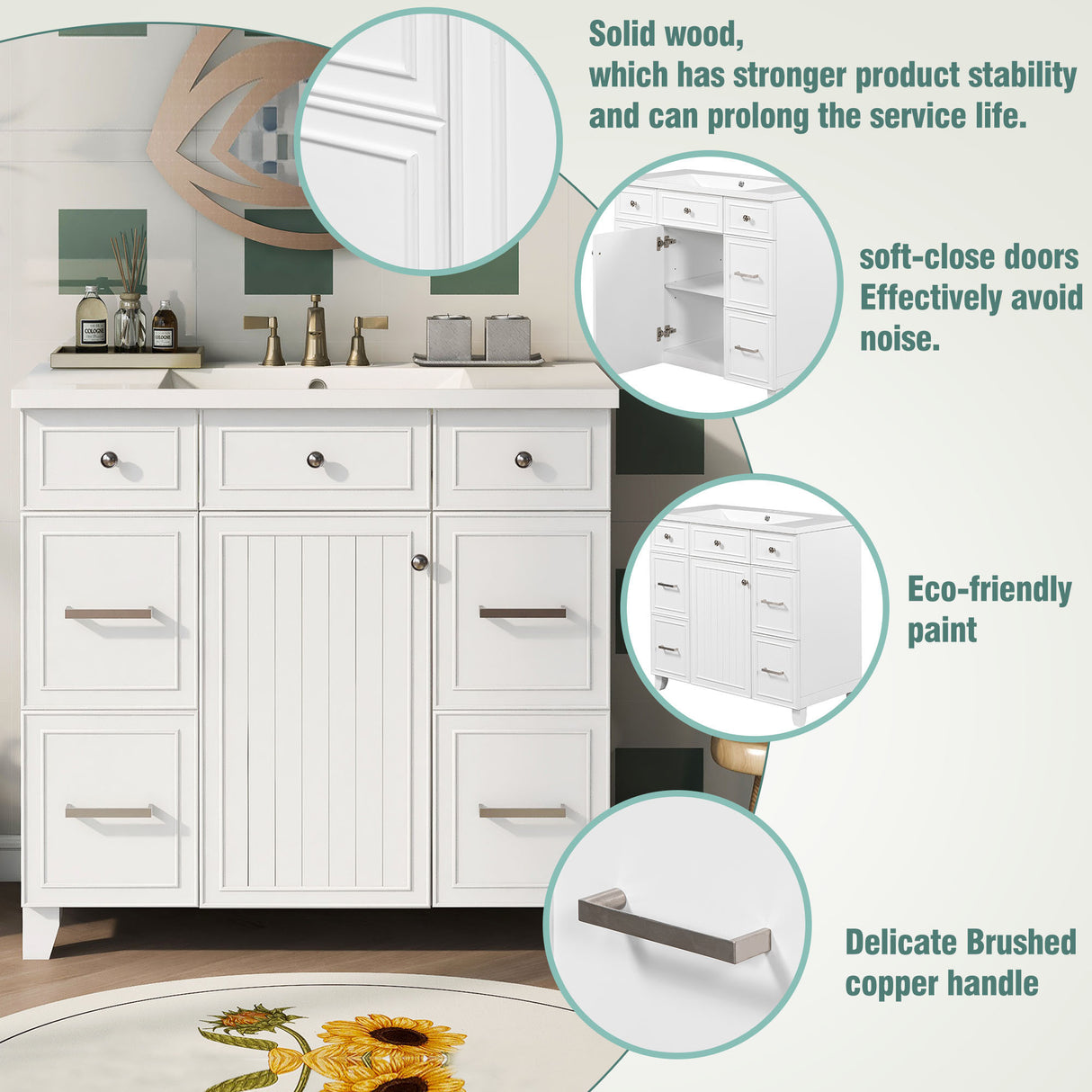 21.6 white Bathroom vanity, Combo Cabinet, Bathroom – Home Elegance USA