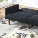 Modern Electric Look 1pc Convertible Sofa Couch Black Linen Like Fabric Cushion Clean Lines Wooden Legs Living Room Home Elegance USA