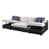 Merill - Sectional Sofa - Beige Fabric & Black PU - Home Elegance USA