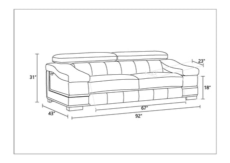 Top Grain Italian Leather Sofa Home Elegance USA