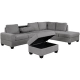 Orisfur. Modern Sectional Sofa with Reversible Chaise, L Shaped  Couch Set with Storage Ottoman and Two Cup Holders for Living Room - Home Elegance USA