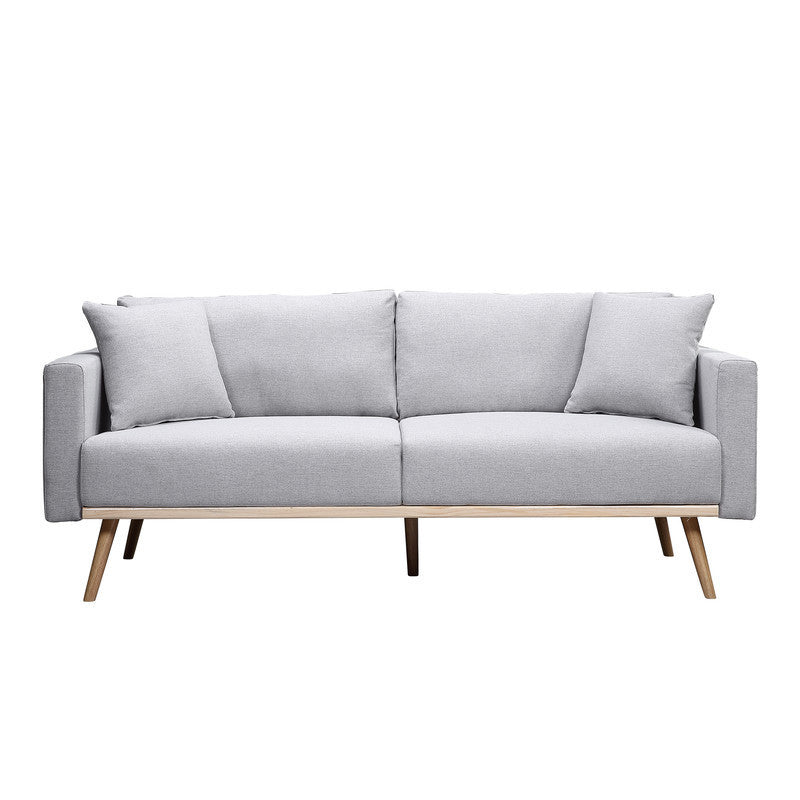 Easton Light Gray Linen Fabric Sofa Loveseat Living Room Set with USB Charging Ports Pockets & Pillows Home Elegance USA