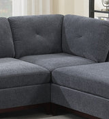 Ash Grey Chenille Fabric Modular Sectional 6pc Set Living Room Furniture U - Sectional Couch 2x Corner Wedge 2x Armless Chairs and 2x Ottomans Tufted Back Exposed Wooden Base | Home Elegance USA