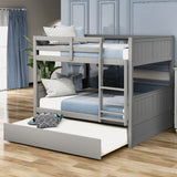 Full Over Full Bunk Bed with Twin Size Trundle, Gray ( old sku: LP000150AAE ) - Home Elegance USA