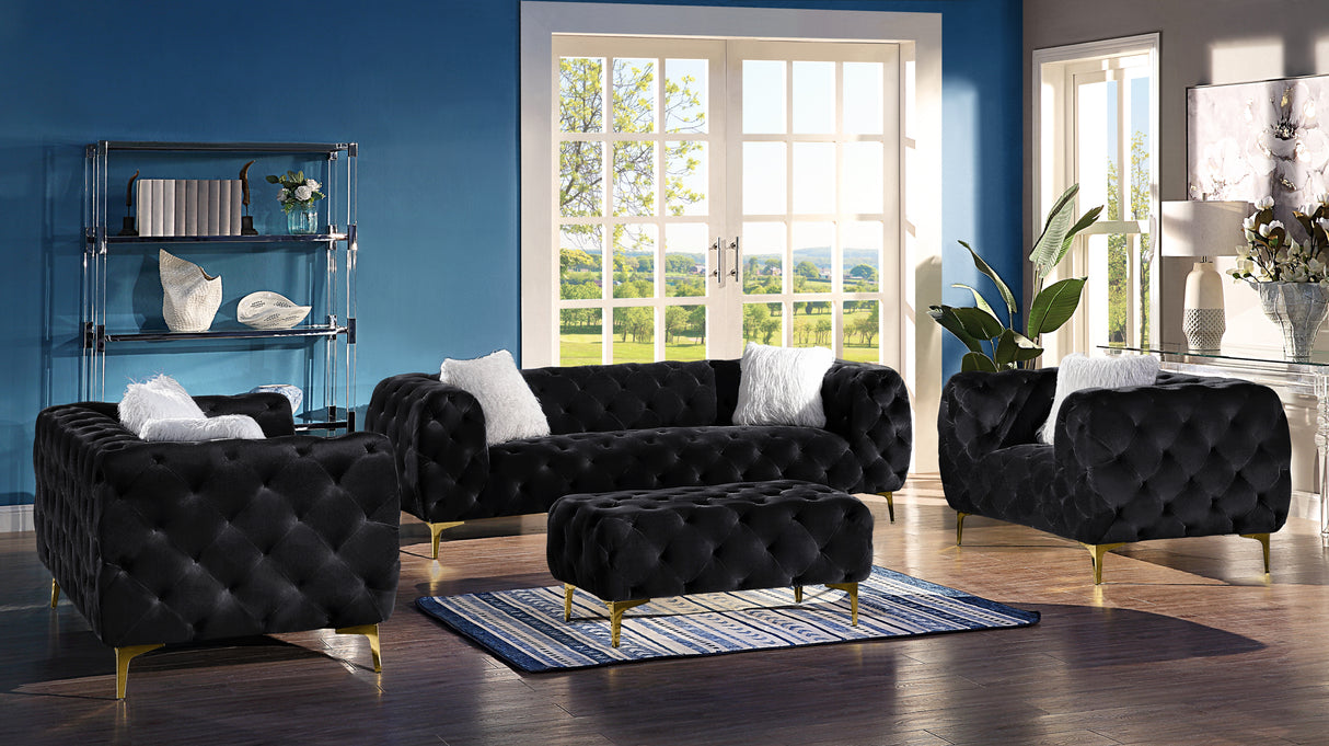Black Elegant Velvet Living Room Armchair - Home Elegance USA