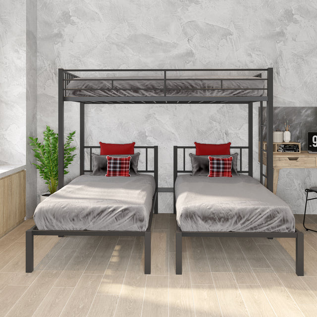 Triple twin bunk bed, can be separated into 3 twin beds - Home Elegance USA