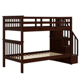 Stairway Twin-Over-Twin Bunk Bed with Storage and Guard Rail for Bedroom, Dorm, Espresso color(OLD SKU :LP000109AAP) - Home Elegance USA