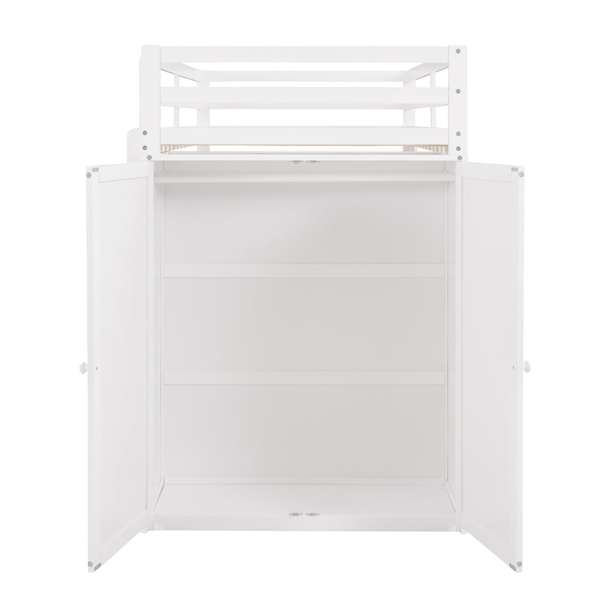 Twin size Loft Bed with Drawers,Desk,and Wardrobe-White - Home Elegance USA