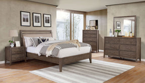 Tawana - 5 Piece Queen Bedroom Set With Night Stand - Warm Gray / Beige