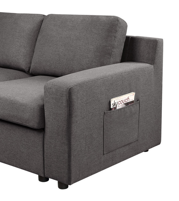 Waylon Gray Linen 4-Seater Sectional Sofa Chaise with Pocket - Home Elegance USA