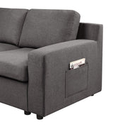 Waylon Gray Linen 4-Seater Sectional Sofa Chaise with Pocket - Home Elegance USA