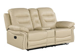 Global United  Leather Air Upholstered Reclining Console Loveseat with Fiber Back Home Elegance USA