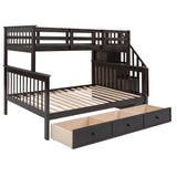 Stairway Twin-Over-Full Bunk Bed with Drawer, Storage and Guard Rail for Bedroom, Dorm, for Adults, Espresso color( old sku: LP000219AAP ) - Home Elegance USA