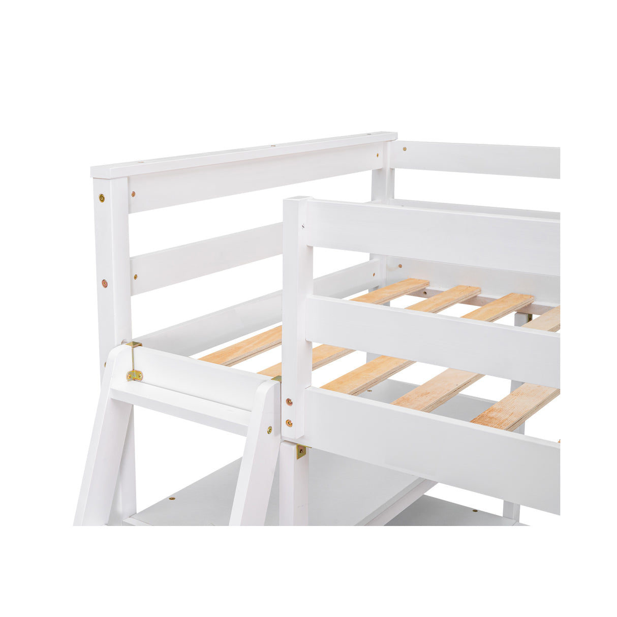 Twin Size Loft Bed with Desk and Shelves, Two Built-in Drawers, White (old SKU: GX000803AAK-1） - Home Elegance USA