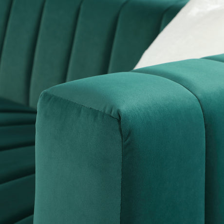 A modern channel sofa take on a traditional Chesterfield,Dark Green color,3 Seater - W1099S00034 - image - 9