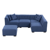 Sectional Sofa with Ottoman DIY Combination Sofa Blue - Home Elegance USA