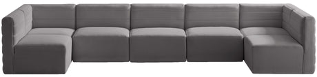 Quincy - Modular Sectional 7 Piece - Grey - Fabric - Home Elegance USA