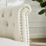 cream white armchair with ottoman - Home Elegance USA