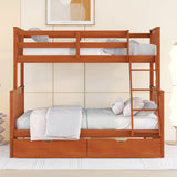 Twin-Over-Full Bunk Bed with Ladders and Two Storage Drawers (Walnut) ( old sku:LT000165AAD） - Home Elegance USA