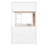 Twin size Loft Bed with Desk and Writing Board, Wooden Loft Bed with Desk - White - Home Elegance USA