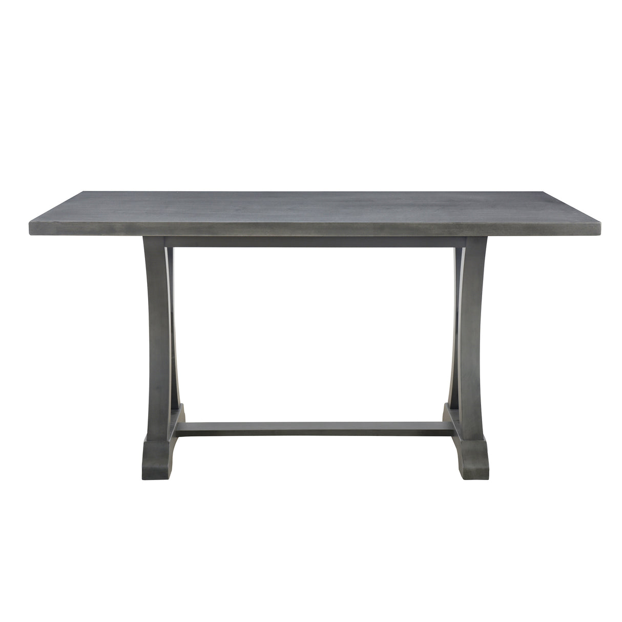 TREXM 6-Piece Farmhouse Dining Table Set, Rectangular Trestle Table and 4 Upholstered Chairs & Bench for Dining Room (Antique Gray) - Home Elegance USA