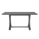 TREXM 6-Piece Farmhouse Dining Table Set, Rectangular Trestle Table and 4 Upholstered Chairs & Bench for Dining Room (Antique Gray) - Home Elegance USA
