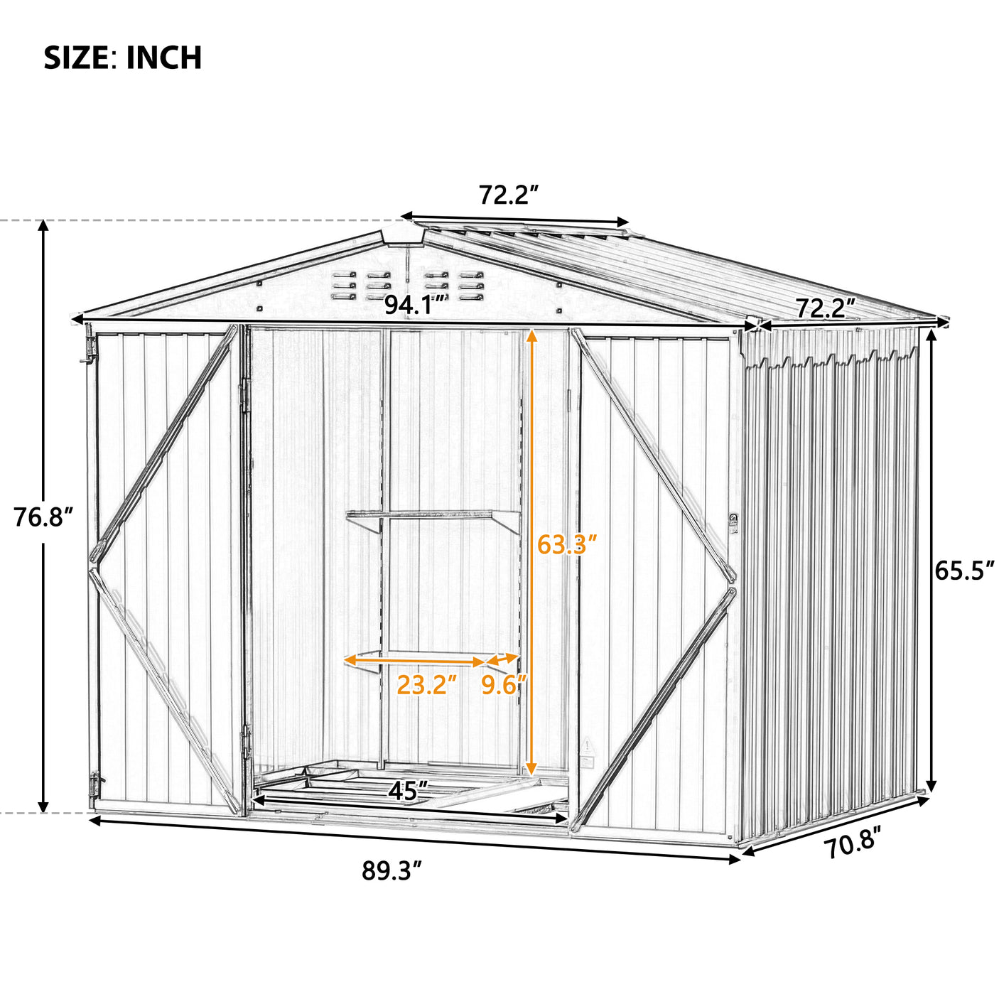 TOPMAX Patio 8ft x6ft Bike Shed Garden Shed, Metal Storage Shed with Adjustable Shelf and Lockable Doors, Tool Cabinet with Vents and Foundation Frame for Backyard, Lawn, Garden, Brown