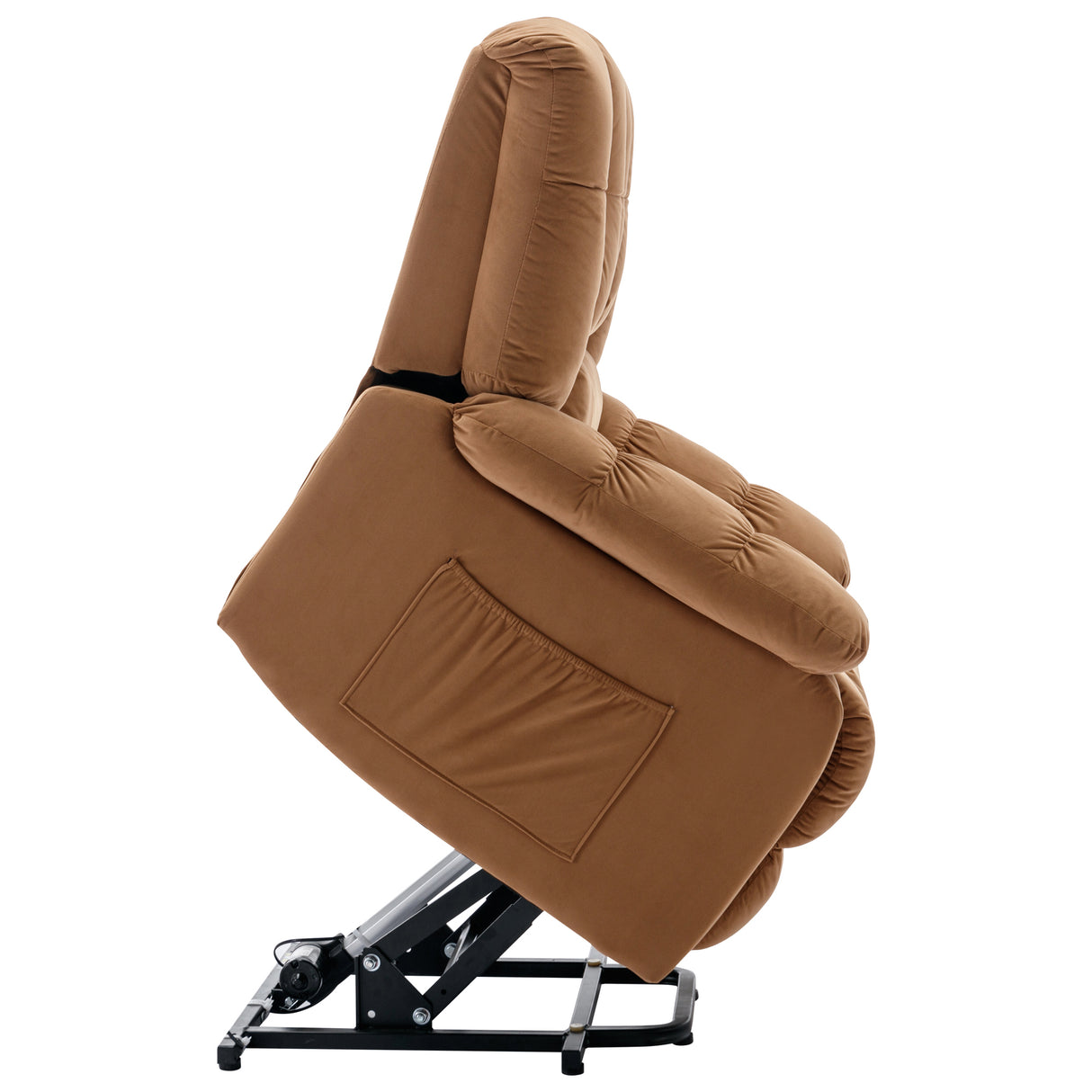 Massage Recliner Chair Electric Power Lift Recliner Chairs with Heat, Vibration, Side Pocket for Living Room, Bedroom, Light Brown Home Elegance USA