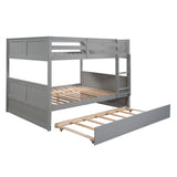 Full Over Full Bunk Bed with Twin Size Trundle, Gray ( old sku: LP000150AAE ) - Home Elegance USA