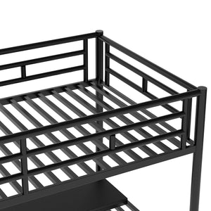 Metal Loft Bed Frame with Desk, No Box Spring Needed,Twin ,Black - Home Elegance USA