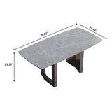 70.87"Modern artificial stone gray curved black metal leg dining table-can accommodate 6-8 people - Home Elegance USA