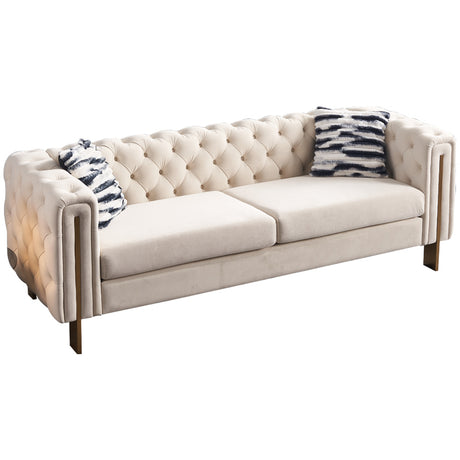 Modern velvet sofa CREAM color - Home Elegance USA