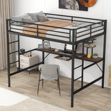 Loft Bed with Desk and Shelf , Space Saving Design,Full,Black (OLD SKU:MF285665AAB) - Home Elegance USA