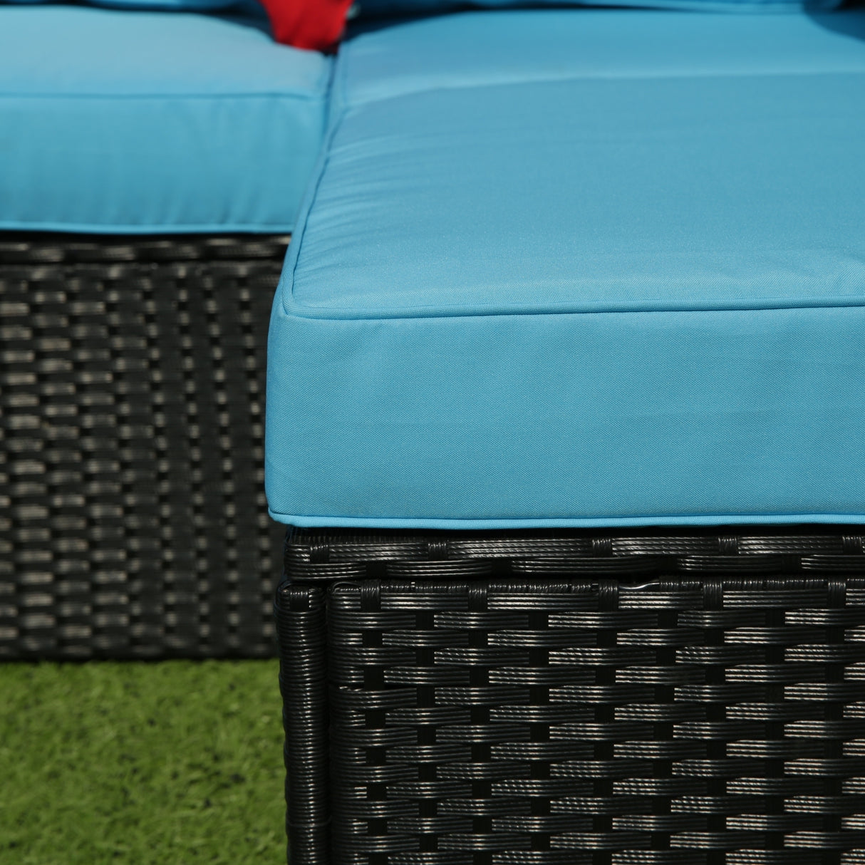 5 Pieces PE Rattan sectional Outdoor Furniture Cushioned U Sofa set with 2 Pillow - W329S00014 - image - 15