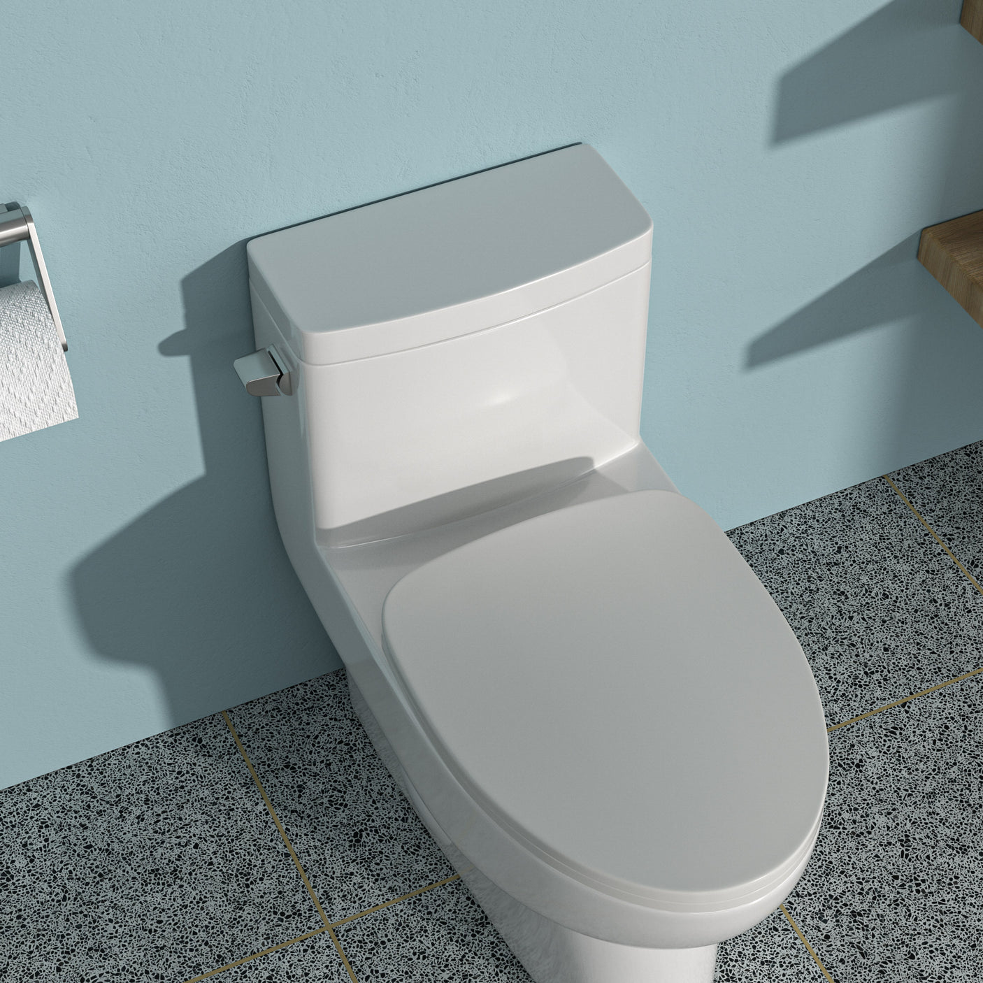 Ceramic One Piece Toilet,Single Flush with Soft Clsoing Seat