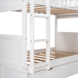 Twin Size Bunk Bed with a Loft Bed attached, with Two Drawers,White - Home Elegance USA