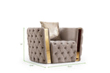 Naomi Button Tufted Chair with Velvet Fabric and Gold Accent in Off White - Home Elegance USA