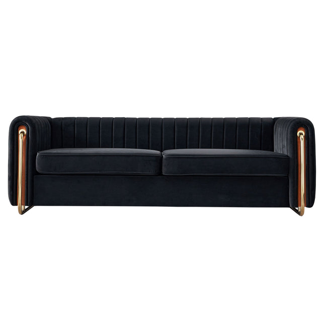 Modern velvet sofa black color - Home Elegance USA