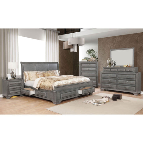 Katherine - 5 Piece Queen Bedroom Set With 2Ns - Gray - Home Elegance USA