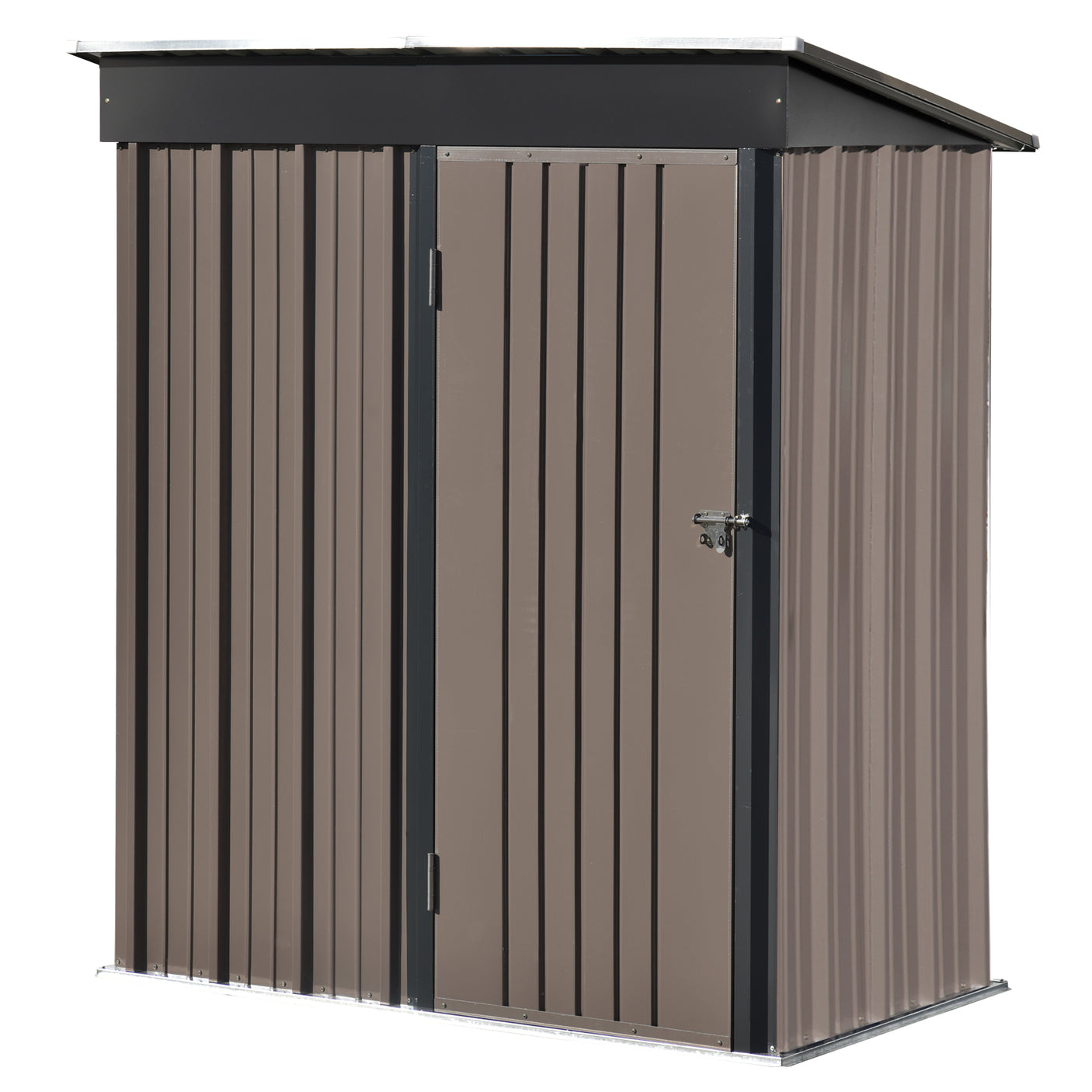 TOPMAX Patio 5ft Wx3ft. L Garden Shed, Metal Lean-to Storage Shed with Lockable Door, Tool Cabinet for Backyard, Lawn, Garden, Brown