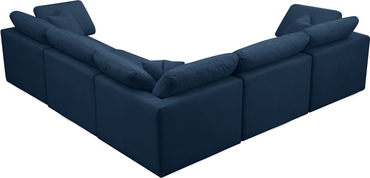 Plush - Cloud 5 Piece Modular Sectional - Navy - Home Elegance USA