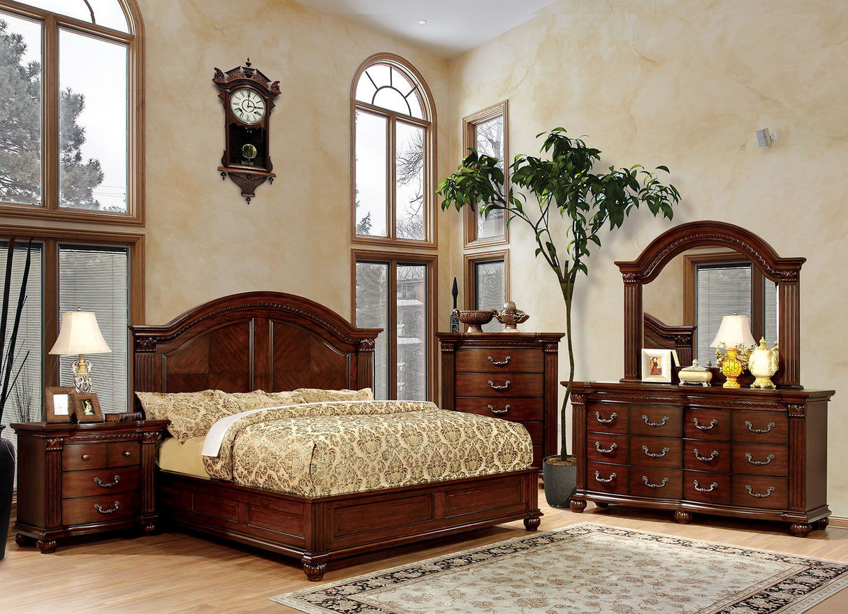 Grandom - 5 Piece Queen Bedroom Set With 2Ns - Cherry - Home Elegance USA