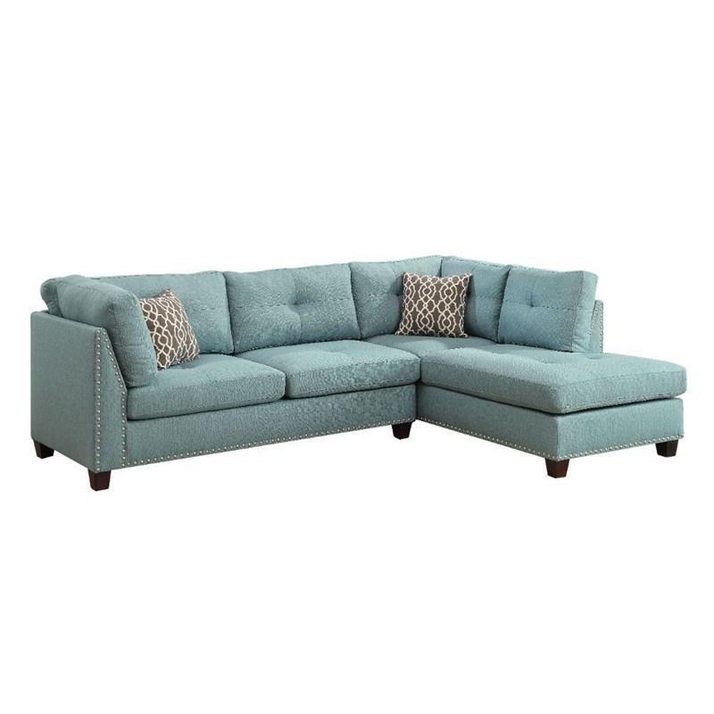 Laurissa - Sectional Sofa - Light Teal Linen - 35" - Home Elegance USA